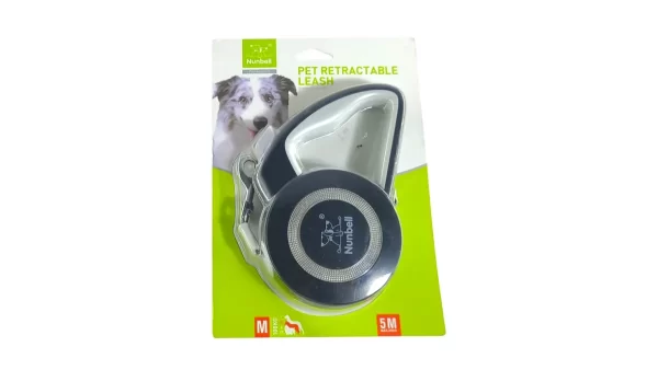 Samonavíjecí vodítko pro psy značky Nunbell, délka 5 metrů, velikost M, vhodné pro psy do 10 kg, balení s obrázkem psa.
