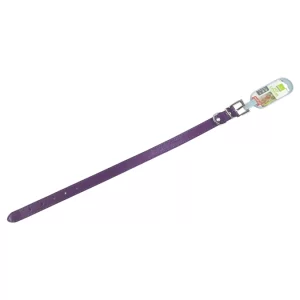 Fialový obojek pro psa z koženky s kovovou sponou – délka 33–41,5 cm, šířka 2 cm