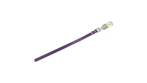 Fialový obojek pro psa z koženky s kovovou sponou – délka 33–41,5 cm, šířka 2 cm
