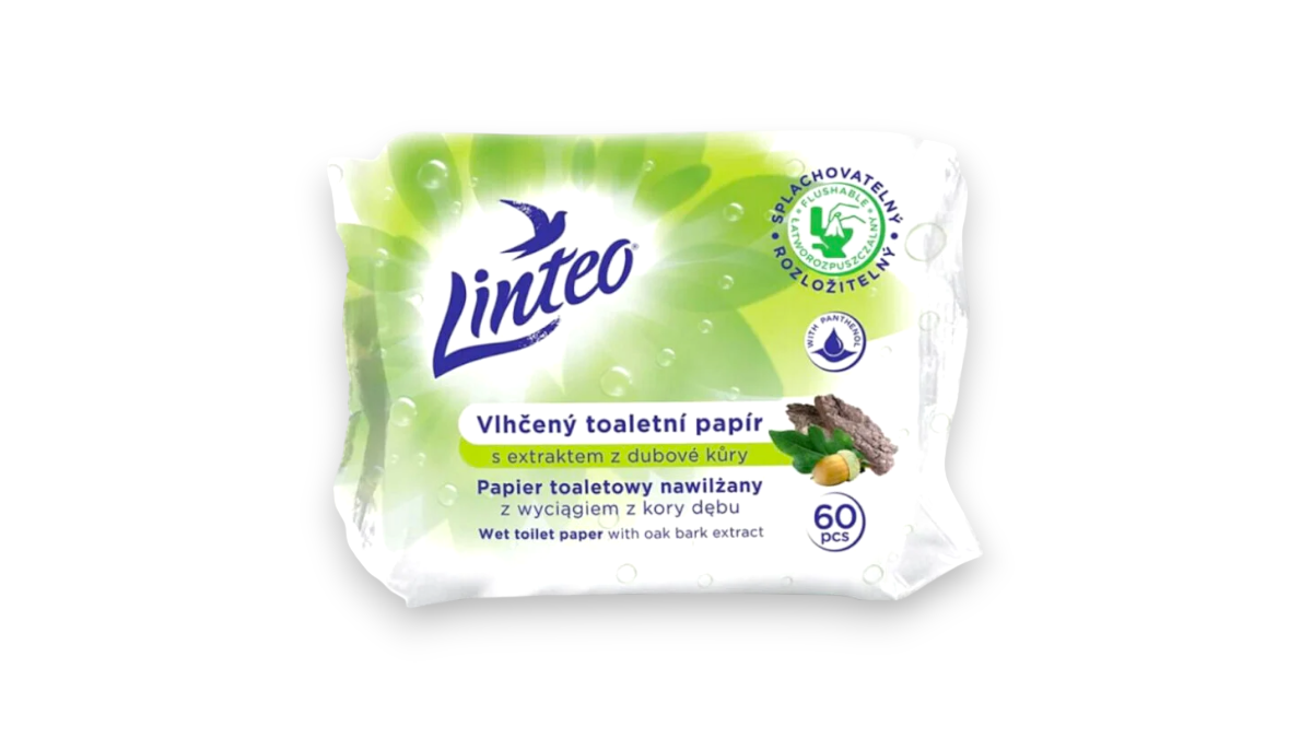 Linteo vlhčený toaletní papír 60 ks s extraktem z dubové kůry