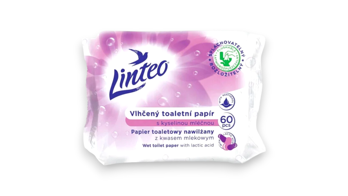 Linteo vlhčený toaletní papír 60 ks s kyselinou mléčnou