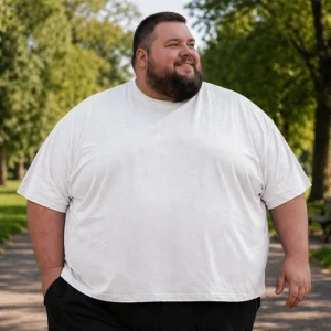 Bavlněné pánské tričko nadměrné velikosti 5XL-15XL bílý